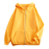 Fongt Flat Hooded Ins College Windy Loose Zipper Thick Hooded Coat
