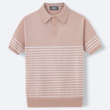 Fongt Men's Men's Casual Ball Striped Knits Ice Shuang Silk Knitting Business Polo