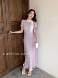 Fongt Xixi 2025 Summer New French Temperament Flax High Waist Dress Elegant Holiday Dress 88347