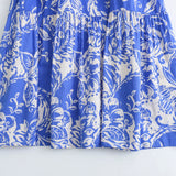 Spring Printed V-Collar Stitched Long-Sleeved Dress 9878093-Outfit