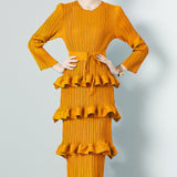 Fongt Folded Dress Woman 2025 New Design Feel Fat Mm Fashion Temperament Reduction Cake Skirt