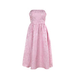 Fongt Women's New Temperament Sexy Slim Jacquard Satin Wipe Chest Money Dress