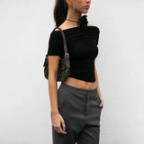 Off-shoulder Short Sleeve Top-Outfit