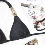 Fongt New Swimsuit Crystal Diamond Swimming Suit Sexy Swimsuit Metal Accessories
