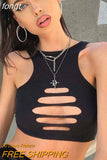 Top Cut Out Tank Top Solid Slim Crop Top Women Basic Corset 90s Tops Sleeveless Baby Tee Summer Streetwear Y2K