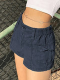 Vintage Low Rise Asymmetric Cargo Shorts-Outfit
