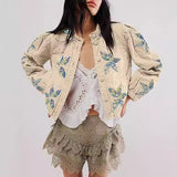 Autumn / Winter 2024 Maple Leaf Pattern Embroidered Quilted Quilted Casual Cotton Jacket Coat-Outfit