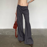 Thin, Casual, Drooping Floor Suit Trousers, Spicy Girls' Low Waist, Two Buttons, Wide Leg Trousers In Winter.-Outfit