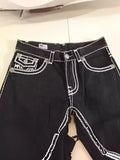 Trendy Rock Style Jeans Men's White Thick Line Belief Large Size Loose Straight Tube-Outfit