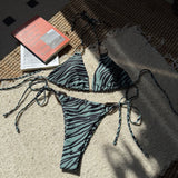 2025 New Zebra-Print Metal Accessories Sexy Suspension Swimsuit