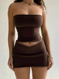 Tube Top And Bodycon Mini Skirt Set-Outfit