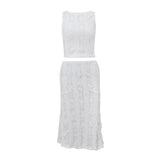 Fongt Summer New Fashion Temperament Casual Sexy Two-Piece Round Collar Short Vest