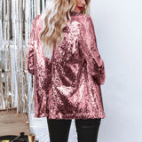 Fongt Casual Beads Blouse Squint Long Sleeve Commuter Wind Collar Temperament Small Suit