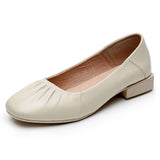 Shoes Soft Comfortable Genuine Leather Shoes Ladies Low Heels Soft Office Lady Work Shoes Slip On Pumps For