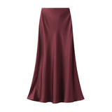 Fongt Lustrous Silky Silky Dress Half-Dress Women's Summer Long Fishtail Skirt High-Waisted Thin-Butt Skirt9902