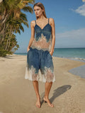 Fongt Temperament Casual Two Sets Of 2025 Autumn And Winter New Trend Hottie Lace Splicing Denim Shorts Set Female