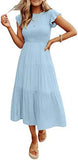 Trendy Flounced Sleeve Pleating Short-sleeved