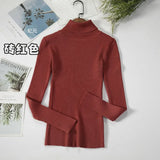 Fongt Sweater Woman With Bottom Shirt Autumn And Winter New Long Sleeves To Keep Warm Body Solid Color Knitted