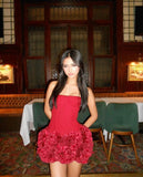 Corset Top And 3d Flower Micro Skirt Set-Outfit
