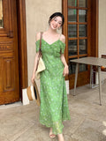 Fongt Xixi 2025 Summer New High-Waisted Print Temperament Shoulder Lotus Leaf Side Dress High-End Dress 88360