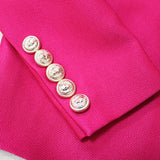 STREET Newest 2023 Designer Jacket Women's Slim Fitting Double Breasted Lion Buttons Pique