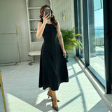Fongt Summer New Women's Sleeveless Button Waist Temperament Fashion Dress Women