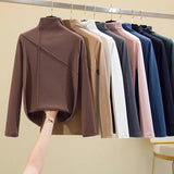 Thick Turtleneck Women T Shirt Winter Long Sleeve Cotton Soft Slim Female Tees Causal Warm Fashion Korean Ladies Basic