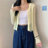 Fongt Knitted Cardigan Women's Summer Thin Air Conditioning Shirt Korean Version Of The Design Sense Of The Small Short Coat Top