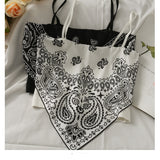 Fongt Print Splicing Short Belly Pocket Small Vest Woman 2024 New Slim Silk Sling Shirt Ice Refresher Silk