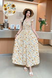 Wind First Love Sweet Broken Flower Halter Skirt Summer High Waist Thin Printed A Dress Elegant Long Dress Woman-Outfit