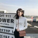 Fongt Spring 2024 Half Turtleneck Jacket Bottom Shirt Women's Letters Embroidered Slim Students Solid Color And Velvet Long Sleeve T-Shirt