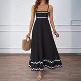 Fongt Summer Solid Color Lace Splicing Elegant Slings Bras Oversized Dress Dress Woman