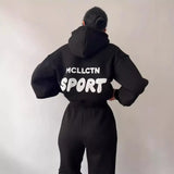 Fongt Casual Plus Velvet Long-Sleeved Hooded Trousers Set For Autumn/Winter 2025