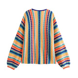 Fongt 2023 New Women's Fashion Classic Colorful Hand Hook Cardigan Sweater 0632768-Outfit