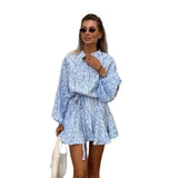 Fongt Summer New Women's Broken Flower Single Buckle Tie With Body Dress Dress