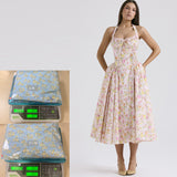 Fongt New Summer Sling Dress Fashion Print Hanging Neck Lace Dress