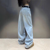 Vintage Light Blue Wide Leg Loose Jeans-Outfit
