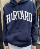 Women Cotton Navy HARVARD Embroidered Hoodies 2023 Fall Vintage Long Sleeves Sweatshirts Female Loose Pullovers-Outfit