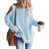 Fongt And Winter New Fashion Sling Long Sleeve Off-The-Shoulder Jumper Knit Sweater