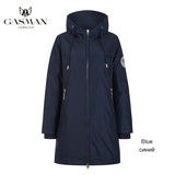 Fashion brand blue warm autumn women's jacket Long hooded jacket for women coat solid cotton Female windproof down