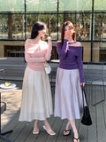 Fongt Xixi 2025 Spring New Temperament Commute High-Waisted Half-Body Skirt A Folding A-Word Skirt 85112