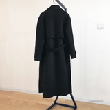 Women Wool Blends Trench Coat Elegant Outerwear Casual Loose Cardigan Female Cashmere Overcoat Korean