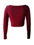 Women Long Sleeve Pullover T-shirt Casual Solid Color Square Neck Crop Tops Streetwear Clubwear Womens