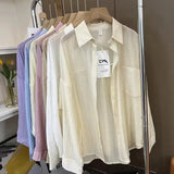 Fongt Sunscreen Shirt Women's Thin Summer Jacket 2025 New French Shirt Long-Sleeved Top Design Sense