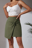 Fongt Summer New Women's Pure-Color High-Waisted Cotton Thrombony Tipper Irregular A-Word Half-Body