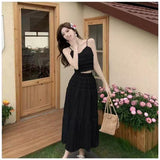 Fongt Gentle Wind Skirt Woman's New High-Waisted Hanging Cake Skirt Temperament Long Skirt Sling Vest Set