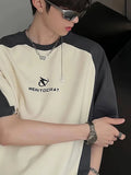 Fongt Short-Sleeved T-Shirt Men And Women Loose Casual Retro Shoulder Sleeve Ins Simple Thin Letter Versatile Top-Outfit