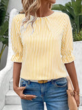 Hot Style 2024 Ebay New Fashion Blue Stripe Button Design Shirt Top-Outfit