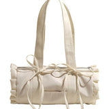 Aesthetic Ruffled Bow Knot Large Capacity Shoulder Bag-Outfit