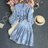 Pure Lace Long Sleeves + Half Skirt Suit-Outfit